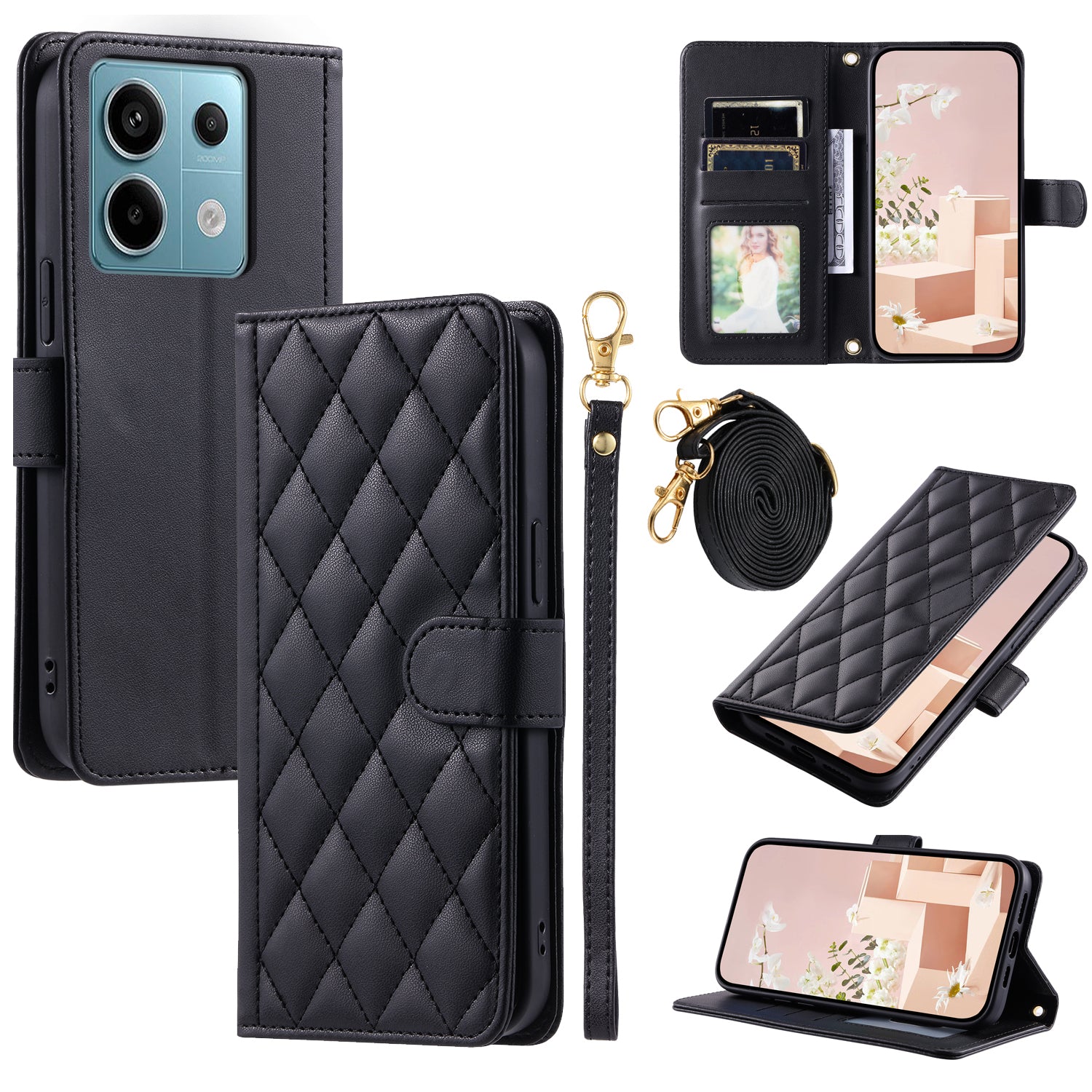 For Xiaomi Redmi Note 13 Pro 5G / Poco X6 5G Leather Case Rhombus Grid Card Holder Phone Cover For Xiaomi Redmi Note 13 Pro 5G / Poco X6 5G Leather Case Rhombus Grid Card Holder Phone Cover